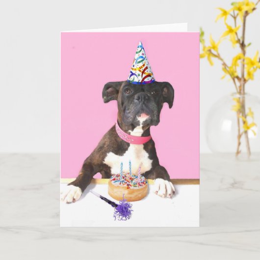 Happy Birthday Boxer wenskaart Kaart (Gele Bloem)