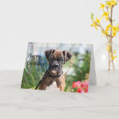 Happy Birthday Boxer Wenskaart Kaart (Gele Bloem)