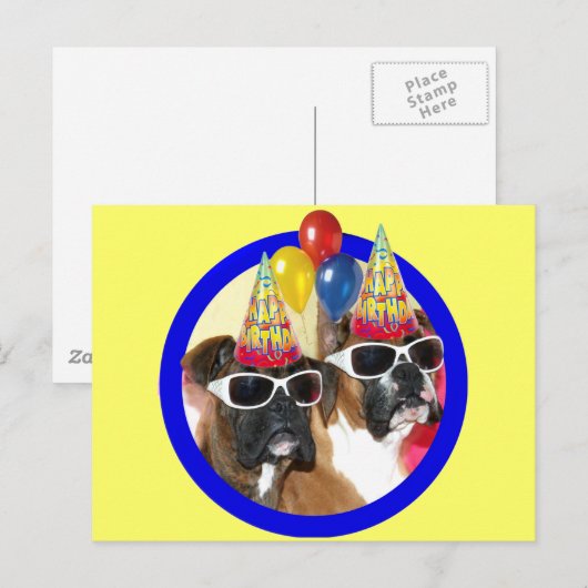 Happy Birthday Boxers briefkaart (Voorkant / Achterkant)