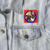 Happy Birthday Boxers-knop Vierkante Button 5,1 Cm (In situ)
