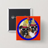 Happy Birthday Boxers-knop Vierkante Button 5,1 Cm (Voorkant /achterkant)