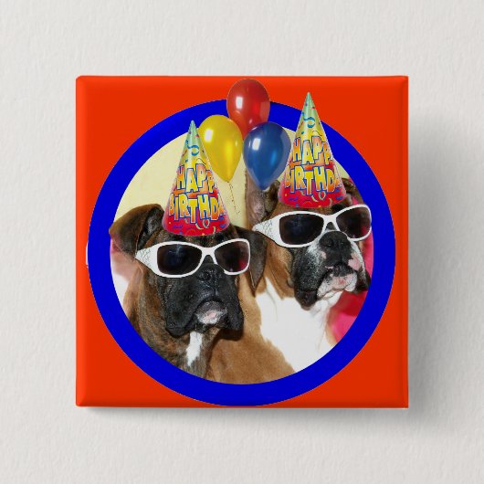 Happy Birthday Boxers-knop Vierkante Button 5,1 Cm (Voorkant)