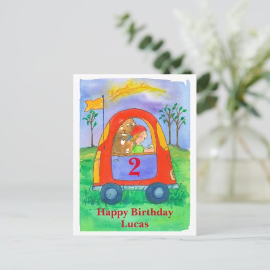 Happy Birthday Boy Aangepaste naam Briefkaart (Staand voorkant)