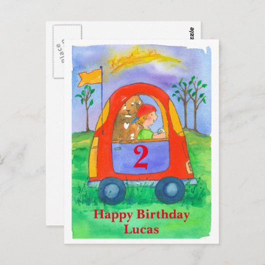 Happy Birthday Boy Aangepaste naam Briefkaart (Voorkant / Achterkant)