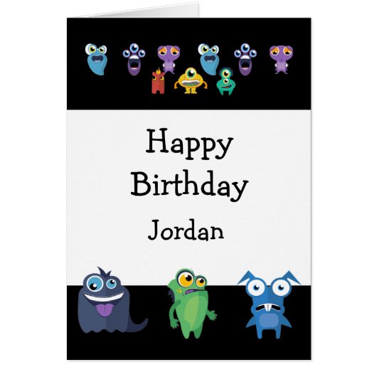 Happy Birthday Boy Girl Fun Monster Cartoons (Voorkant)