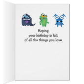 Happy Birthday Boy Girl Fun Monster Cartoons (Binnen (Rechts))
