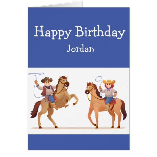 Happy Birthday Boy Girl houdt van Cowboys Cowgirl (Voorkant)