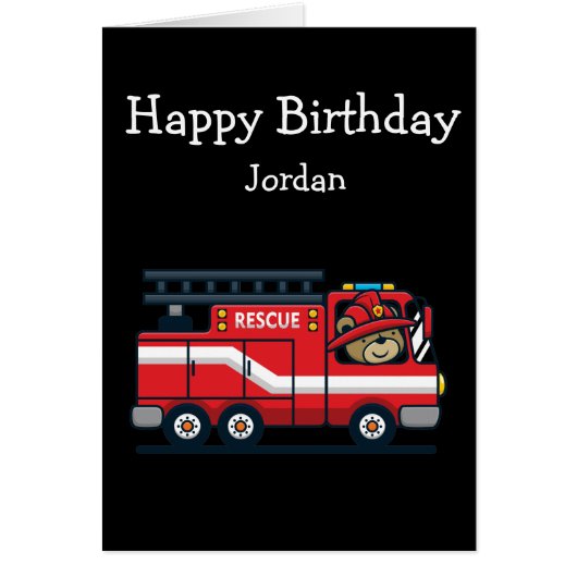 Happy Birthday Boy Girl houdt van Fire Trucks (Voorkant)
