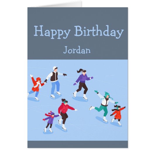 Happy Birthday Boy Girl houdt van schaatsen (Voorkant)