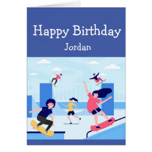 Happy Birthday Boy Girl houdt van Skateboarden