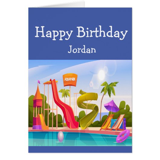 Happy Birthday Boy Girl houdt van waterpark (Voorkant)