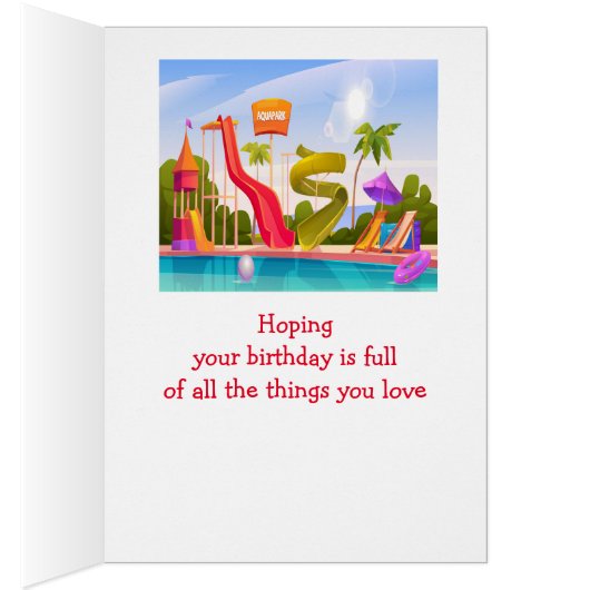 Happy Birthday Boy Girl houdt van waterpark (Binnen (Rechts))