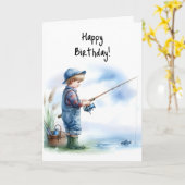Happy Birthday Boy Gone Fishin' voor verjaardagsgl Kaart (Gele Bloem)