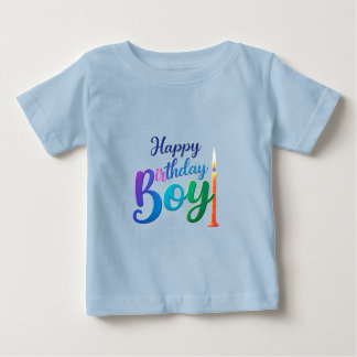 Happy Birthday Boy Kleurrijk Baby T-shirt met Cand