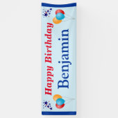Happy Birthday Boy Mannen Naam Balloons elk jaar Spandoek (Verticaal)