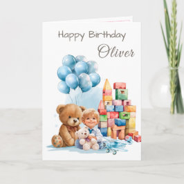 Happy Birthday Boy Watercolor Birthday Card Kaart