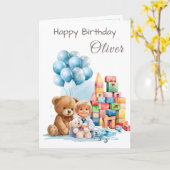 Happy Birthday Boy Watercolor Birthday Card Kaart (Gele Bloem)