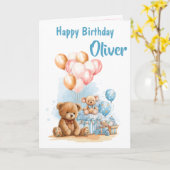 Happy Birthday Boy Watercolor Toys Card Kaart (Gele Bloem)