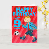 Happy Birthday boys football name & age card Kaart (Gele Bloem)