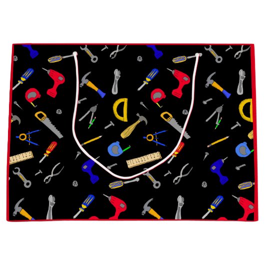 Happy Birthday Boy's Tools Collage Groot Cadeauzakje (Voorkant)