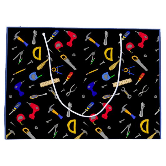 Happy Birthday Boy's Tools Collage Groot Cadeauzakje (Achterkant)