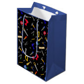 Happy Birthday Boy's Tools Collage Medium Cadeauzakje (Voorkant Gekanteld)