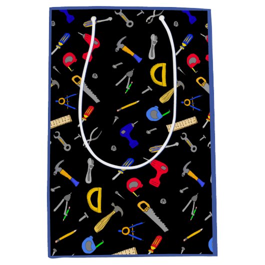 Happy Birthday Boy's Tools Collage Medium Cadeauzakje (Voorkant)