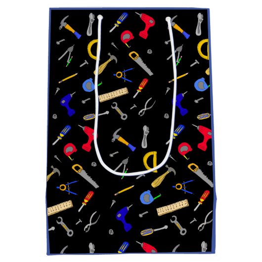 Happy Birthday Boy's Tools Collage Medium Cadeauzakje (Achterkant)