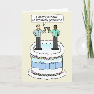 Happy Birthday Boyvriend Interracial Male Couple Kaart