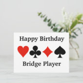 Happy Birthday Bridge Player Vier Card Suits Kaart (Staand voorkant)