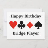 Happy Birthday Bridge Player Vier Card Suits Kaart (Voorkant)