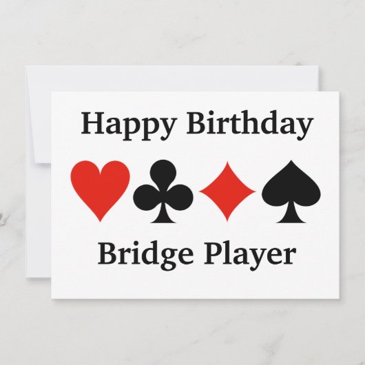 Happy Birthday Bridge Player Vier Card Suits Kaart (Voorkant)