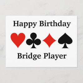 Happy Birthday Bridge Player Vier Card Suits Kaart