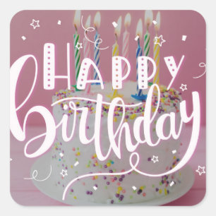 Happy Birthday-briefing Vierkante Sticker