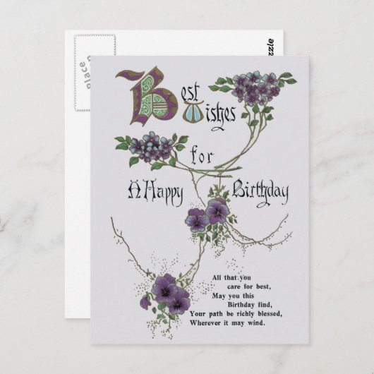  Happy Birthday briefkaart (Voorkant / Achterkant)