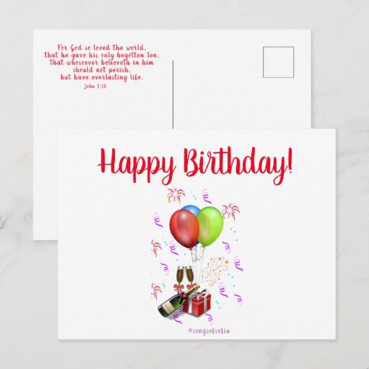 Happy Birthday Briefkaart (Voorkant / Achterkant)