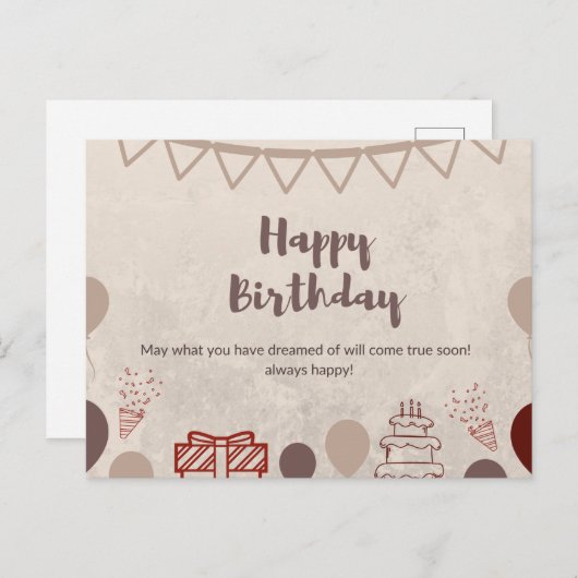 HAPPY BIRTHDAY BRIEFKAART (Voorkant / Achterkant)