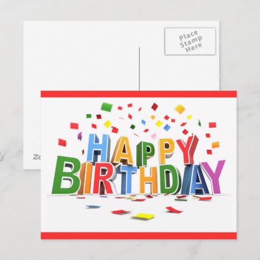 Happy Birthday Briefkaart (Voorkant / Achterkant)