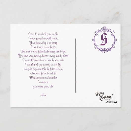 Happy Birthday Briefkaart (Achterkant)