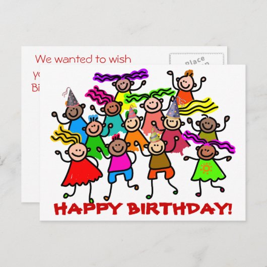 Happy Birthday Briefkaart (Voorkant / Achterkant)