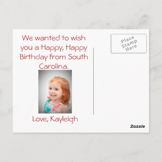 Happy Birthday Briefkaart (Achterkant)