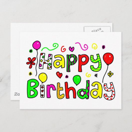 Happy Birthday Briefkaart (Voorkant / Achterkant)