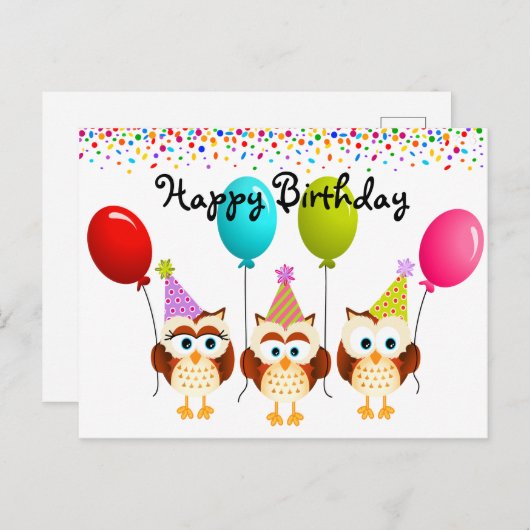 Happy Birthday Briefkaart (Voorkant / Achterkant)