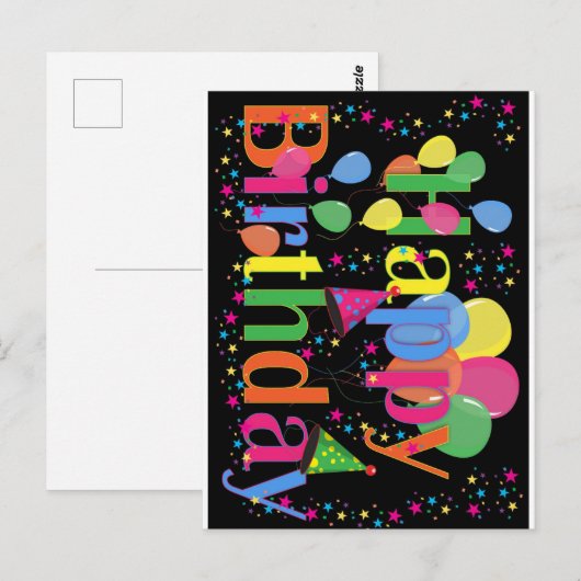 Happy Birthday Briefkaart (Voorkant / Achterkant)