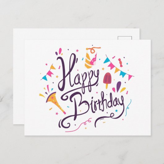 Happy Birthday Briefkaart (Voorkant / Achterkant)