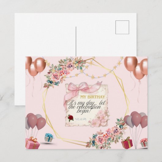 Happy Birthday Briefkaart (Voorkant / Achterkant)