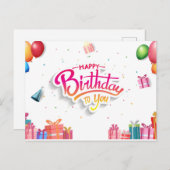 Happy Birthday Briefkaart (Voorkant / Achterkant)