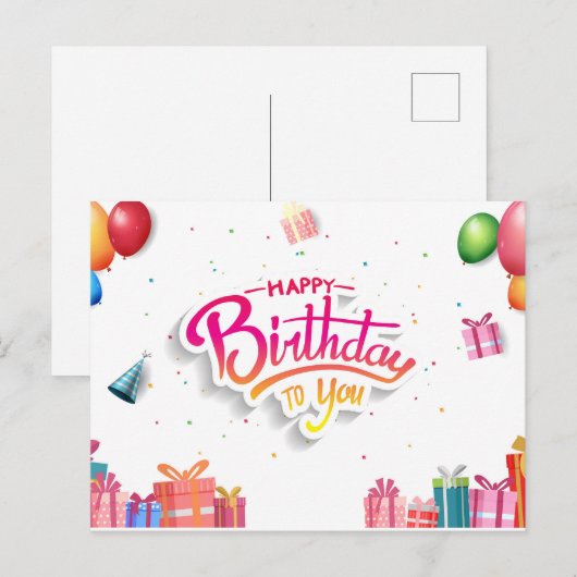 Happy Birthday Briefkaart (Voorkant / Achterkant)