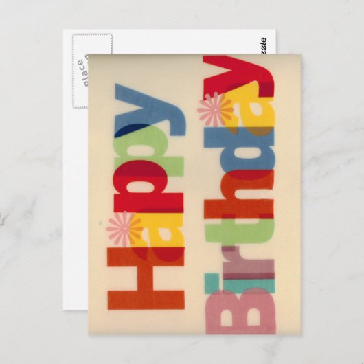 Happy Birthday Briefkaart (Voorkant / Achterkant)