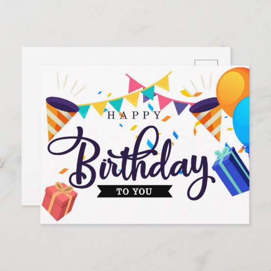 Happy Birthday Briefkaart (Voorkant / Achterkant)